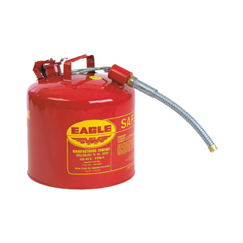 Eagle U2-51-S Type II Safety Can with 7/8" O.D. Flex Spout, 5 Gallon, Red