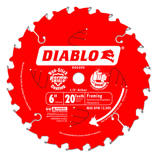 Diablo D0620X Framing Saw Blade for Port-Cable Saw Boss®, 6" x 20 Tooth