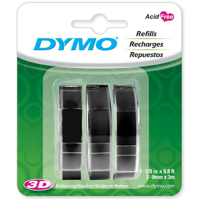 DYMO® 1741670 LetraTag® Plastic Embossing Labels, 3/8" x 9.8', Black