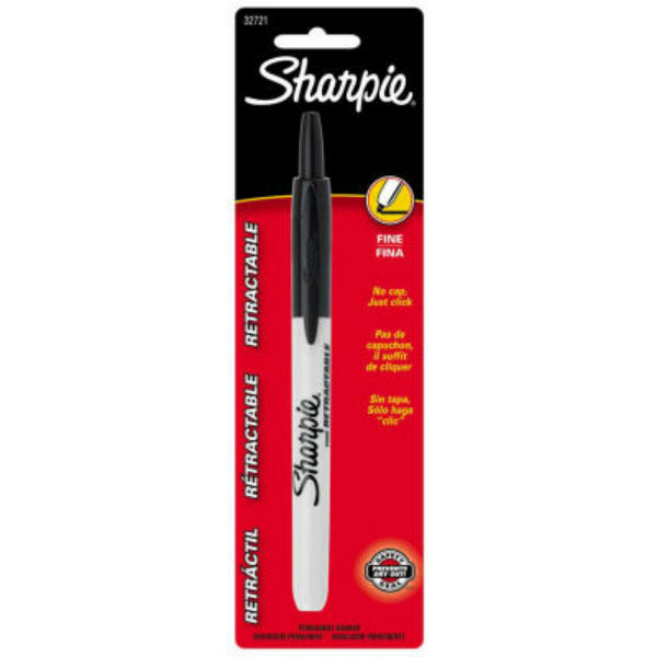 Sharpie® 32721PP Retractable Fine Point Permanent Marker, Black