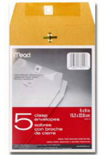 Mead® 76010 Clasp Envelopes, 6" x 9", 5-Pack
