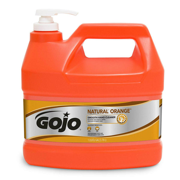 Gojo 0945-04 Natural Orange Smooth Hand Cleaner with Pump Dispenser, 1-Gal