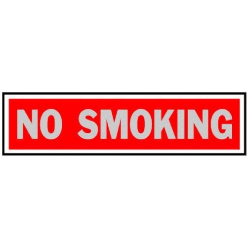 Hy-Ko 426 No Smoking Sign, 2" x 8", Red Background, Brushed Aluminum