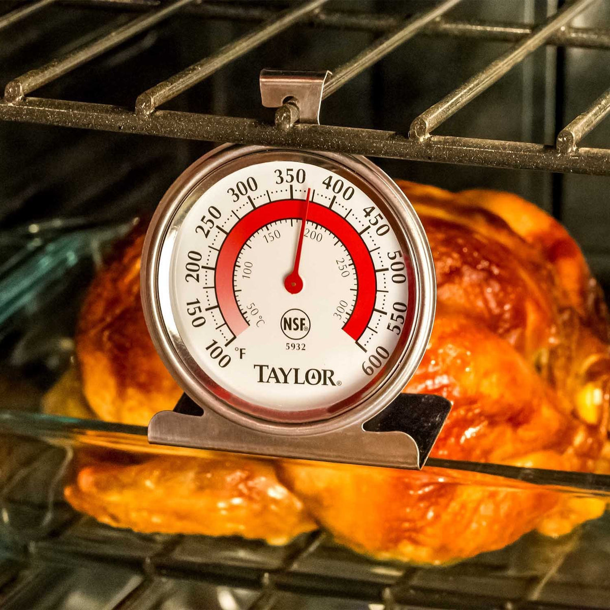 Taylor 5932 Extra-Large Colorful Dial Round Oven Thermometer, Stainless Steel