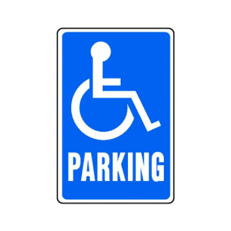 Hy-Ko HW-13 Heavy-Duty Aluminum Handicapped Parking Sign, Blue/White, 12"x18"