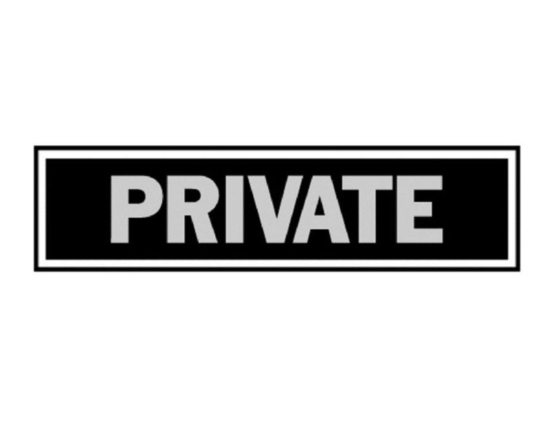 Hy-Ko 433 Private Sign, 2" x 8", Black Background, Brushed Aluminum