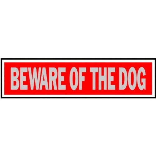 Hy-Ko 441 Beware Of Dog Sign, 2" x 8", Red background, Brushed Aluminum