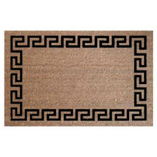 Palm Fibre PLM-17391 Greek Key Edge Vinyl Backed Coir Door Mat, 24" x 36"