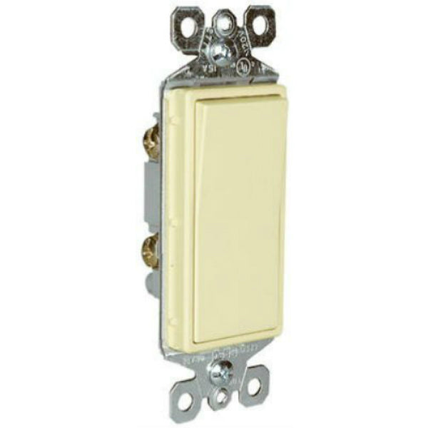 Pass & Seymour TM870ICC10 Premium Decorator Single Pole Switch, 15A, Ivory