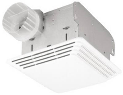 Broan 678 Combaination Bathroom Fan & Light, 50 CFM, White Plastic Grille