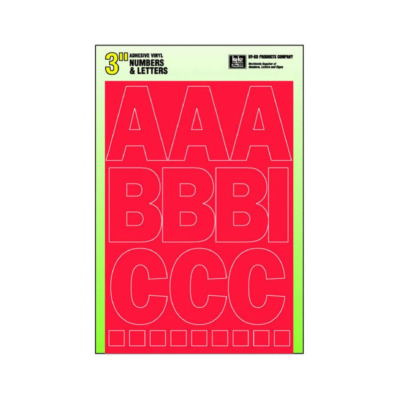 Hy-Ko 30005 Self Stick Adhesive Vinyl Number & Letter Set, 3", Red