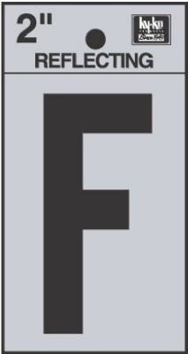 Hy-Ko RV-25/F Reflective Adhesive Vinyl Letter F Sign, 2", Black/Silver