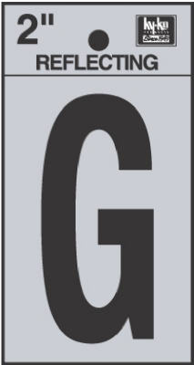 Hy-Ko RV-25/G Reflective Adhesive Vinyl Letter G Sign, 2", Black/Silver