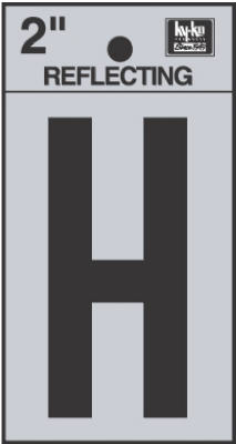 Hy-Ko RV-25/H Reflective Adhesive Vinyl Letter H Sign, 2", Black/Silver