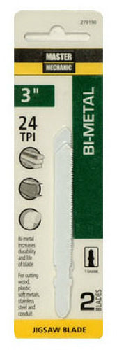 Master Mechanic 279190 Bosch Style Bi-Metal Jig Saw Blade, 3", 24 TPI, 2-Pack