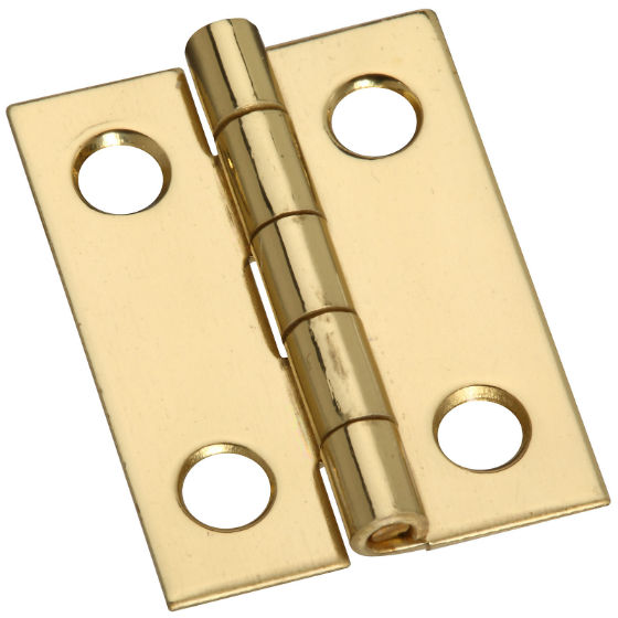 National Hardware® N211-177 Narrow Hinge with Screws, 1" x 3/4", Bright Brass, 4-Pack