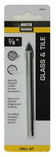 Master Mechanic 282855 Glass & Tile Carbide Tipped Drill Bit, 3/8" x 3-1/4"