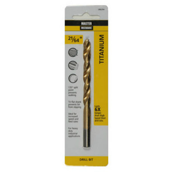 Master Mechanic 286294 High Speed Steel Titanium Coated Drill Bit, 21/64"x4-5/8"