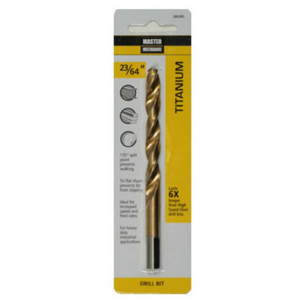 Master Mechanic 286385 High Speed Steel Titanium Coated Drill Bit, 23/64"x4-7/8"
