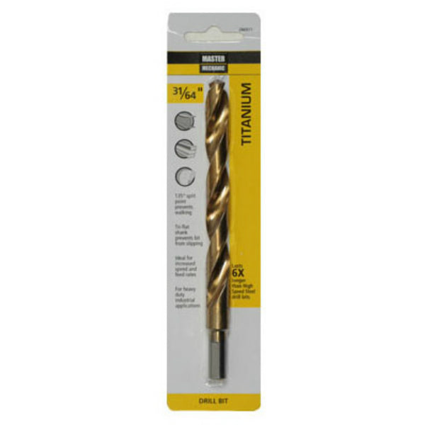 Master Mechanic 286971 Titanium Coated Drill Bit, 3/8" Shank, 31/64" x 5-7/8"