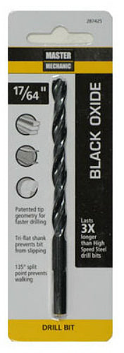 Master Mechanic 287425 High Speed Steel Black Oxide Drill Bit, 17/64" x 4-1/8"