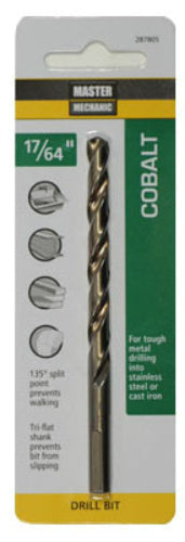 Master Mechanic 287805 Jobber Length Cobalt Drill Bit, 17/64" x 4-1/8", Steel