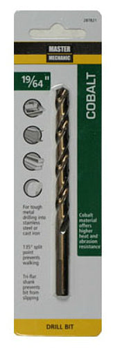 Master Mechanic 287821 Jobber Length Cobalt Drill Bit, 19/64" x 4-3/8", Steel