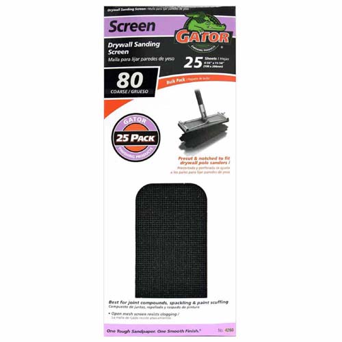 Gator 4260 Precut Drywall Sanding Screen, 80 Grit, 4.25" x 11.25"