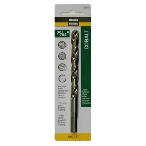 Master Mechanic 288145 High Speed Steel with Cobalt Drill Bit, 25/64" x 5-1/8"