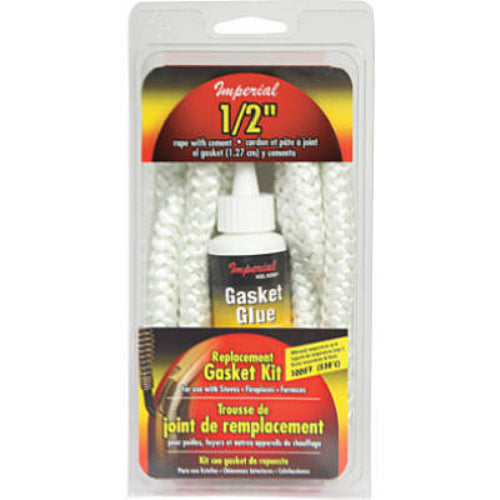 Imperial GA0189 Fiberglass Gasket Rope Kit with 2 Oz Cement, White, 1/2" x 6'