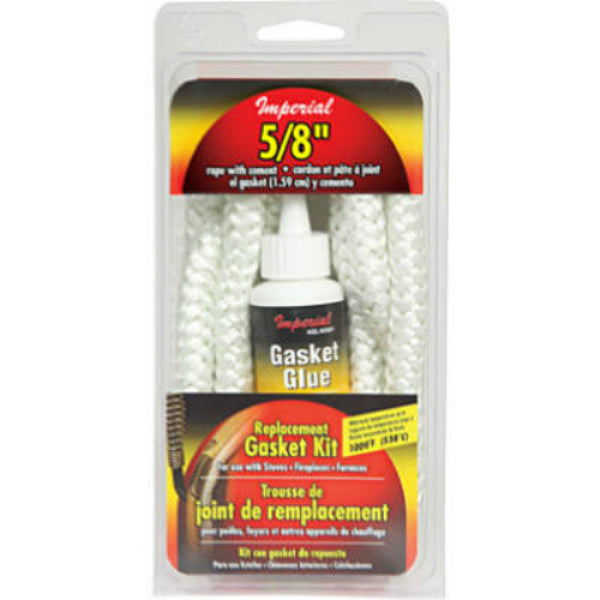 Imperial GA0186 Fiberglass Gasket Rope Kit with 2 Oz Cement, White, 5/8" x 6'