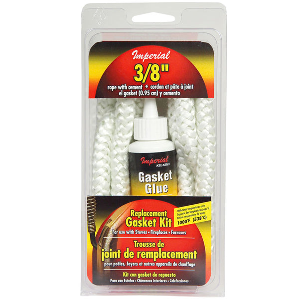 Imperial GA0187 Fiberglass Gasket Rope Kit with 2 Oz Cement, White, 3/8" x 6'