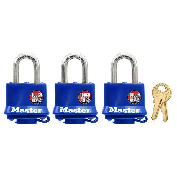 Master Lock 312TRI Covered Laminated Steel Padlocks, 1-9/16", 3-Pack