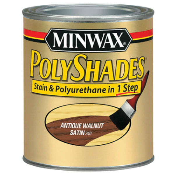 Minwax® 213404444 PolyShades® Stain/Polyurethane Satin Finish, Antique Walnut, 1/2 Pt