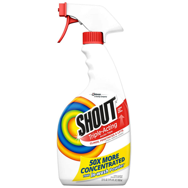 Shout 02251 Triple-Acting Laundry Stain Remover, 22 Oz, Trigger Spray