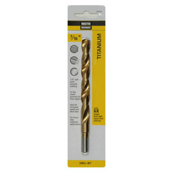 Master Mechanic 294769 Titanium Coated Drill Bit, 3/8" Shank, 7/16" x 5-1/2"