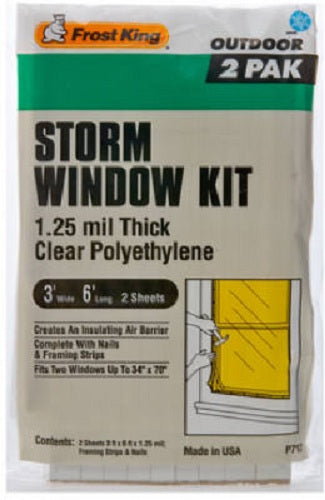 Frost King P712H Exterior Storm Window Kit, 3' x 6', 1.25 Mil, 2-Pack