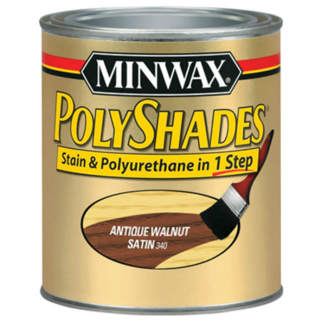 Minwax® 61340 PolyShades® Stain & Polyurethane Satin Finish, Antique Walnut, 1 Qt
