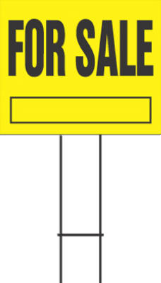 Hy-Ko YFS-10 Corrugated Plastic For Sale Sign, 20" x 24"