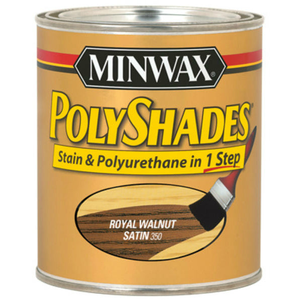 Minwax® 213504444 PolyShades® Stain/Polyurethane Satin Finish, Royal Walnut, 1/2 Pt