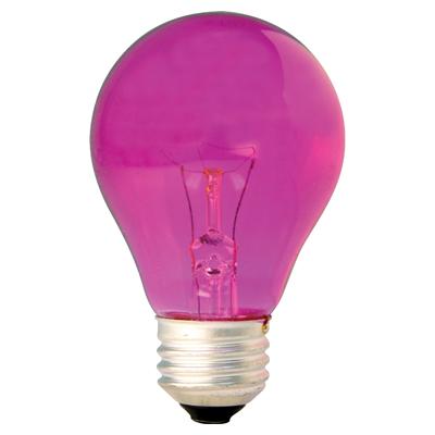 GE Lighting 22730 Incandescent A19 Party Light Bulb, Transparent Pink, 25W, 120V