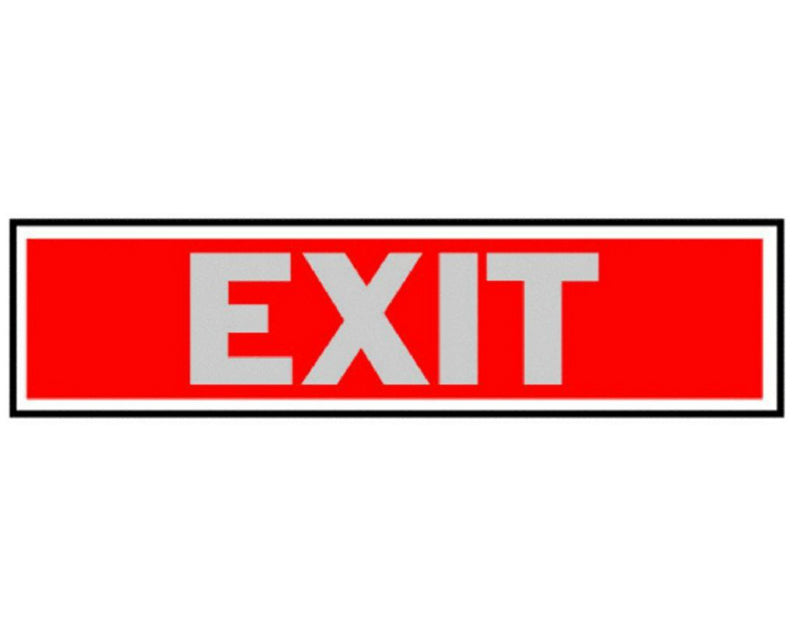 Hy-Ko 411 Exit Sign, 2" x 8", Red Background, Brushed Aluminum