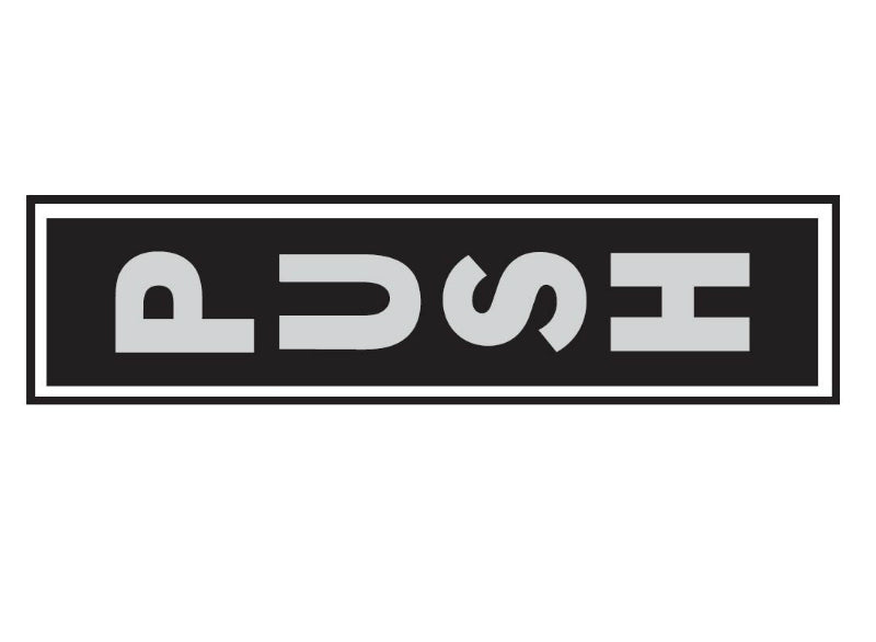 Hy-Ko 435 Push Sign, 2" x 8", Black background, Brushed Aluminum