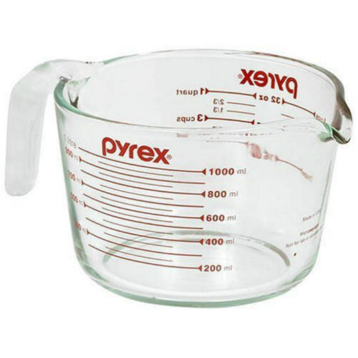 Pyrex 6001076 Measuring Cup, Clear with Red Measurements, 32 Oz