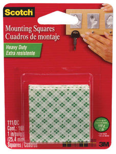 Scotch 111 Heavy Duty Mounting Squares, 1" x 1", 16-Count