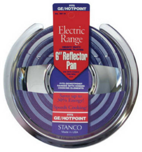 Stanco 501-6 Reflector Pan for Stoves, Chrome Plated Steel, 6"