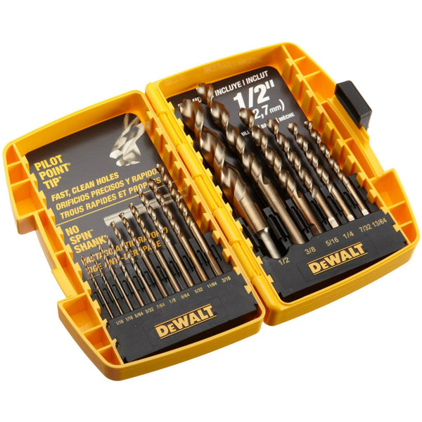 DeWalt® DW1956 Split Point Drill Bit Set with Pilot Point® Tip, 16-Piece