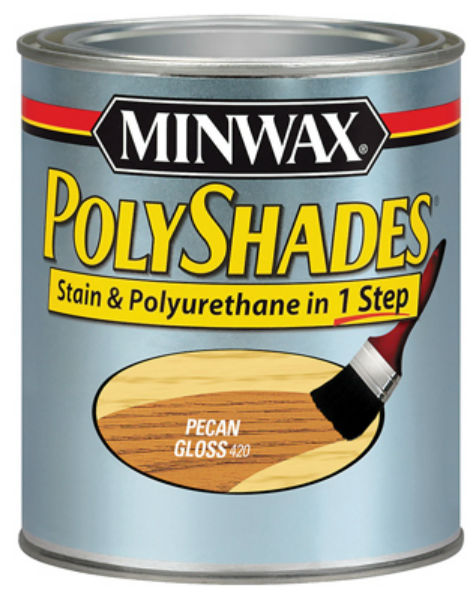 Minwax® 214204444 PolyShades® Stain & Polyurethane Gloss Finish, Pecan, 1/2 Pt