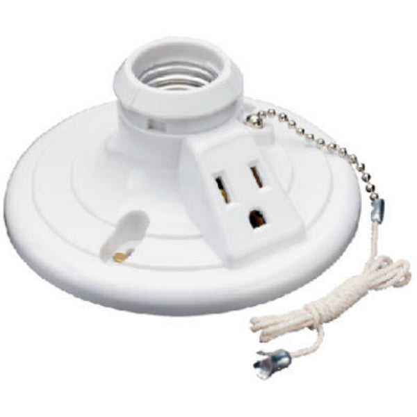 Pass & Seymour Plastic Pull Chain Lampholder, 250W, 250V, White