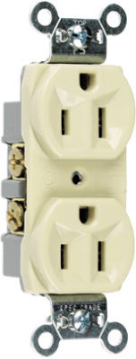 Pass & Seymour Construction Spec Grade Duplex Receptacle, 15A, 125V, Ivory